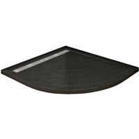 Duschparadies Duschwanne Duschtasse 80x80x3cm für Duschkabine Duschwand Walk-in Dusche Duschtür Stein-Effekt Viertelkreis Runddusche Schwarz