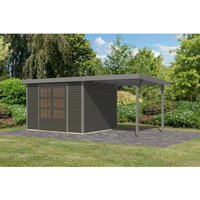 Karibu Gartenhaus Ernesto 5 B m. Anbaudach Terragrau/Grau 209 x 298 x 242 cm – 6.23 qm Karibu Gartenhaus Ernesto 5 B m. Anbaudach Terragrau/Grau 209 x 298 x 242 cm – 6.23 qm