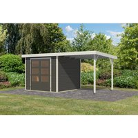 Karibu Gartenhaus Ernesto 3,5 B m. Anbaudach Terragrau/Weiß 209 x 238 x 242 cm – 4.97 qm Karibu Gartenhaus Ernesto 3,5 B m. Anbaudach Terragrau/Weiß 209 x 238 x 242 cm – 4.97 qm