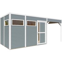 Bertilo Holz-Gartenhaus Cubus 3 Lounge Hellgrau 559 cm x 234 cm FSC® – 2.2 qm Bertilo Holz-Gartenhaus Cubus 3 Lounge Hellgrau 559 cm x 234 cm FSC® – 2.2 qm