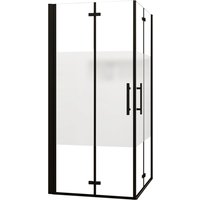 AICA 70x76cm Höhe195cm Schwarz Teilsatiniert Falttür Eckdusche Duschkabinen 6mm Nano-ESG Pendeltür Duschabtrennung Eckeinstieg Dusche