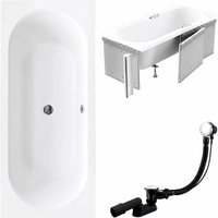 KOLMAN Rechteckbadewanne 160 x 75 cm mit Styroporverkleidung Ablage 4Cm inkl. Ablauf und Füße