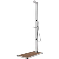 vidaXL Gartendusche mit Brauner Bodenplatte 225 cm Edelstahl 3070787