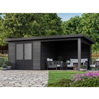 Fjordholz WPC Gartenhaus mit Terrasse Modell Style DeLuxe – 12.75 qm Fjordholz WPC Gartenhaus mit Terrasse Modell Style DeLuxe – 12.75 qm