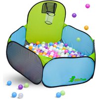 LittleTom Bällebad 120 x 100 cm mit Basketball Korb 300 Bälle