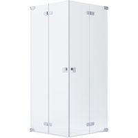 Schöner Wohnen Eckdusche 2 Drehfalttüren Silbermatt 80 cm x 90 cm x 200 cm