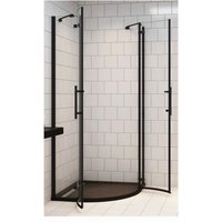 Duschparadies Duschkabine Viertelkreis 80 x 80 x 195cm Runddusche Duschabtrennung 6mm Nano Glas ESG Walkin Dusche Typ HQX Schwarz