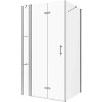 Aquabatos Höhe 197cm Duschkabine Bad Eckdusche Duschabtrennung Eckeinstieg Duschwand Nano Glas Duschtür Falttür 140 x 90 cm mit Duschablage