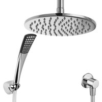 PaulGurkes Regendusche rund ohne Armatur konische Handbrause Duschkopf Ø 20cm Deckenarm Brauseschlauch 150cm Drehkonen