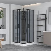 Swiss Aqua Technologies Komplettdusche Duschabtrennung mit Schiebetür 90x90CMInkl. Duschwanne und Duschsystem Schwarz