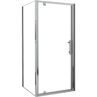 AICA Eckdusche Drehtür B.100xH.185cm mit Seitwand 80x185cm 5mm Klares ESG Sicherheitsglas Nischentür Duschabtrennung Duschkabine