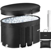 Tectake Eisbadewanne Espoo Faltbar Mit 3 Facher Isolierung Aluminiumgestell und Schutzabdeckung 70 x 105 x 66 cm Schwarz