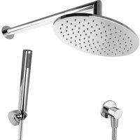 PaulGurkes rundes Duschsystem Unterputz ohne Armatur mit Stabbrause Regendusche Metallschlauch