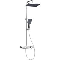 Emke Duschsystem mit Thermostat Glasablage Handbrause 3 Strahlarten Regendusche Chrom