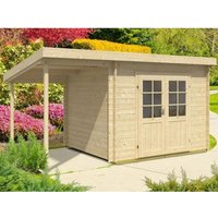 Alpholz Gartenhaus Maria-28 Natur 300 cm x 250 cm + 150 cm Schleppdach – 9.9 qm Alpholz Gartenhaus Maria-28 Natur 300 cm x 250 cm + 150 cm Schleppdach – 9.9 qm