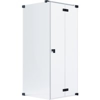 Schöner Wohnen Eckdusche Drehfalttür und Seitenwand Schwarzmatt 90 x 90 x 200 cm