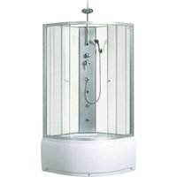 Kerra Hydromassagekabine Karolina Weiß 90x90 cm mit Regendusche und Duschwanne weiße Rückwände