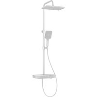 Emke Duschsystem mit Thermostat Glasablage Handbrause 3 Strahlarten Regendusche Weiß
