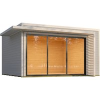 Weka Gartenhaus Amberley 3-Fach Schiebetür Grau-Weiß 400 cm x 400 cm – 10.49 qm Weka Gartenhaus Amberley 3-Fach Schiebetür Grau-Weiß 400 cm x 400 cm – 10.49 qm