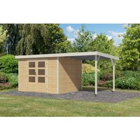 Karibu Gartenhaus Ernesto 5 A m. Anbaudach Naturbelassen/Weiß 209 x 298 x 242 cm – 6.23 qm Karibu Gartenhaus Ernesto 5 A m. Anbaudach Naturbelassen/Weiß 209 x 298 x 242 cm – 6.23 qm