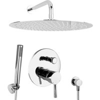 PaulGurkes 40cm Duschsystem Duschset Regendusche unterputz Set rund Tropendusche