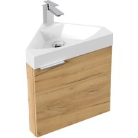 Posseik Eckbadmöbel Delta Slimline für Gäste-WC SoftClose Eiche Gold