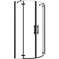 Duschparadies Duschkabine 80 x 80 cm Runddusche Höhe 195cm Schwarz Viertelkreis Duschabtrennung 6mm Nano Glas Dusche Mit Weiß Duschtasse Typ HQXB