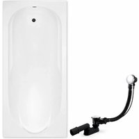KOLMAN Rechteckbadewanne 190 x 80 cm mit Kopfstütze KODI inkl. Ablauf und Füße