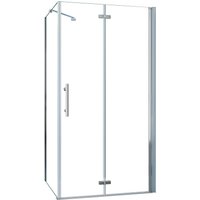 AICA Falttür 120x100cmx185cm Duschkabinen 6mm NANO ESG-Glas Eckdusche Drehtür Duschabtrennung Stabilisator 45cm