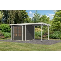 Karibu Gartenhaus Ernesto 3 B m. Anbaudach Terragrau/Weiß 209 x 238 x 213 cm – 4.97 qm Karibu Gartenhaus Ernesto 3 B m. Anbaudach Terragrau/Weiß 209 x 238 x 213 cm – 4.97 qm