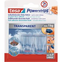 Tesa Powerstrips 2 Deko Haken Transparent mit 4 x Powerstrips Large Tesa Powerstrips 2 Deko Haken Transparent mit 4 x Powerstrips Large