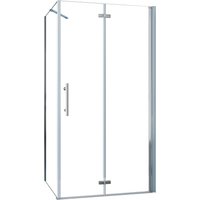 AICA Falttür 80x90x195cm Eckig Duschkabinen Duschtür 6mm NANO ESG-Glas Eckdusche Drehtür