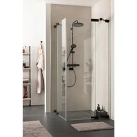 Schöner Wohnen Eckdusche 2 Drehtüren und 2 Festteilen Schwarzmatt 90x90x200 cm