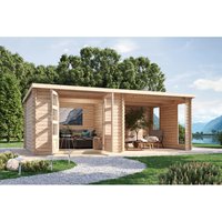 Karibu Gartenhaus Dortmund Set mit Anbaudach und Terrasse – 3.97 qm Karibu Gartenhaus Dortmund Set mit Anbaudach und Terrasse – 3.97 qm