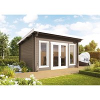 Wolff Finnhaus Holz-Gartenhaus/Gerätehaus Trondheim 44-D XL Hellgrau BxT: 490 cm x 450 cm - 12.5 qm Wolff Finnhaus Holz-Gartenhaus/Gerätehaus Trondheim 44-D XL Hellgrau BxT: 490 cm x 450 cm - 12.5 qm