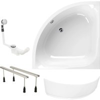Calmwaters Eckbadewanne Modern Small 2 120x120 cm Set Schürze Wannenfuß & Ablaufgarnitur 99000047