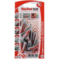 Fischer Dübel DuoPower Ø 6 mm x 30 mm S K 12 Stück mit Schraube Fischer Dübel DuoPower Ø 6 mm x 30 mm S K 12 Stück mit Schraube