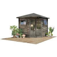 Alpholz 5-Eck Gartenhaus Sunny-B 250 x 250 cm aus Holz in Imprägnierung Grau – 7.1 qm Alpholz 5-Eck Gartenhaus Sunny-B 250 x 250 cm aus Holz in Imprägnierung Grau – 7.1 qm
