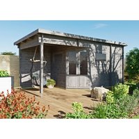 Fjordholz 5-Eck Gartenhaus Modell Leva 2E Grau Imprägniert – 13.94 qm Fjordholz 5-Eck Gartenhaus Modell Leva 2E Grau Imprägniert – 13.94 qm