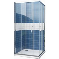 Duschparadies Duschkabinen 90 x 90 x 195cm Schiebetür Eckeinstieg 6mm ESG Nano Sicherheitsglas Duschabtrennung Eckdusche Chrom Glänzend