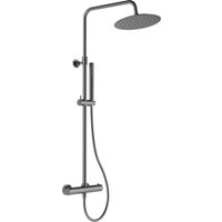 Swiss Aqua Technologies Duschsystem Regendusche mit Thermostatbatterie Rain Kopfbrause 25CM Schwarz Metallisch