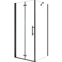 AICA 110x80cm x H.185cm Eckig Duschkabinen Schwarz Falttür 6mm NANO ESG-Glas Eckdusche Drehtür Duschabtrennung