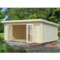 Palmako Lea Holz-Gartenhaus Hellbraun Pultdach Tauchgrundiert 530 cm x 380 cm – 20.14 qm Palmako Lea Holz-Gartenhaus Hellbraun Pultdach Tauchgrundiert 530 cm x 380 cm – 20.14 qm