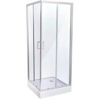 Belvit Duschkabine Eckdusche mit Schiebetüren und Duschwanne 100x100x200cm