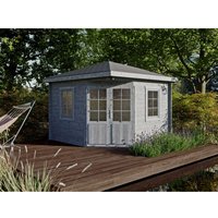 Fjordholz 5-Eck Gartenhaus Modell Evelyn 3A Grau Imprägniert – 8.48 qm Fjordholz 5-Eck Gartenhaus Modell Evelyn 3A Grau Imprägniert – 8.48 qm