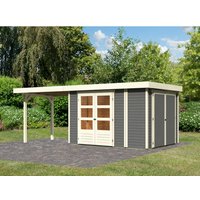Karibu Gartenhaus Set Retola 4 Terragrau mit Anbaudach 280 cm Breit 5,76 m² – 5.11 qm Karibu Gartenhaus Set Retola 4 Terragrau mit Anbaudach 280 cm Breit 5,76 m² – 5.11 qm