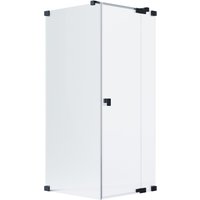 Schöner Wohnen Eckdusche Drehtür Festteil u. Wand L Schwarz 100 x 90 x 200 cm