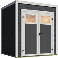 Weka Gartenhaus Batu 1 Flachdach Doppeltür Dark Grey 200 cm x 200 cm – 4.45 qm Weka Gartenhaus Batu 1 Flachdach Doppeltür Dark Grey 200 cm x 200 cm – 4.45 qm