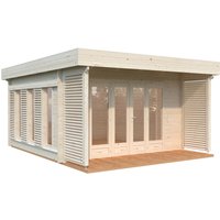 Palmako Caroline Holz-Gartenhaus Natur Flachdach Unbehandelt 434 cm x 390 cm – 16.93 qm Palmako Caroline Holz-Gartenhaus Natur Flachdach Unbehandelt 434 cm x 390 cm – 16.93 qm