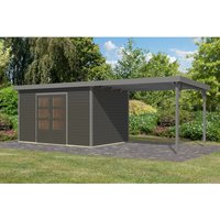 Karibu Gartenhaus Domingo 7 B m. Anbaudach Terragrau/Grau 219 x 360 x 240 cm – 7.88 qm Karibu Gartenhaus Domingo 7 B m. Anbaudach Terragrau/Grau 219 x 360 x 240 cm – 7.88 qm